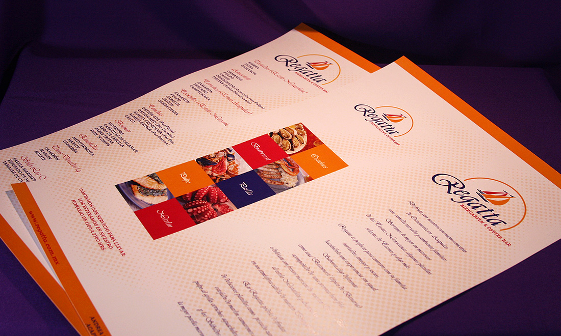Regatta Menu - branded print design